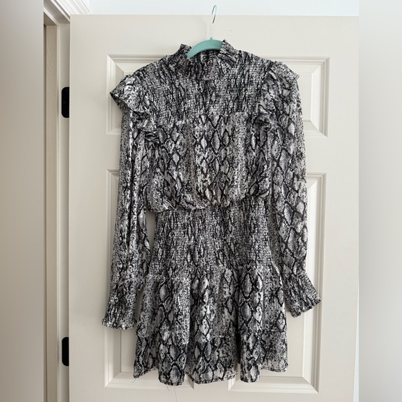 Black and Gray Snake Print Mini Dress - Picture 1 of 3